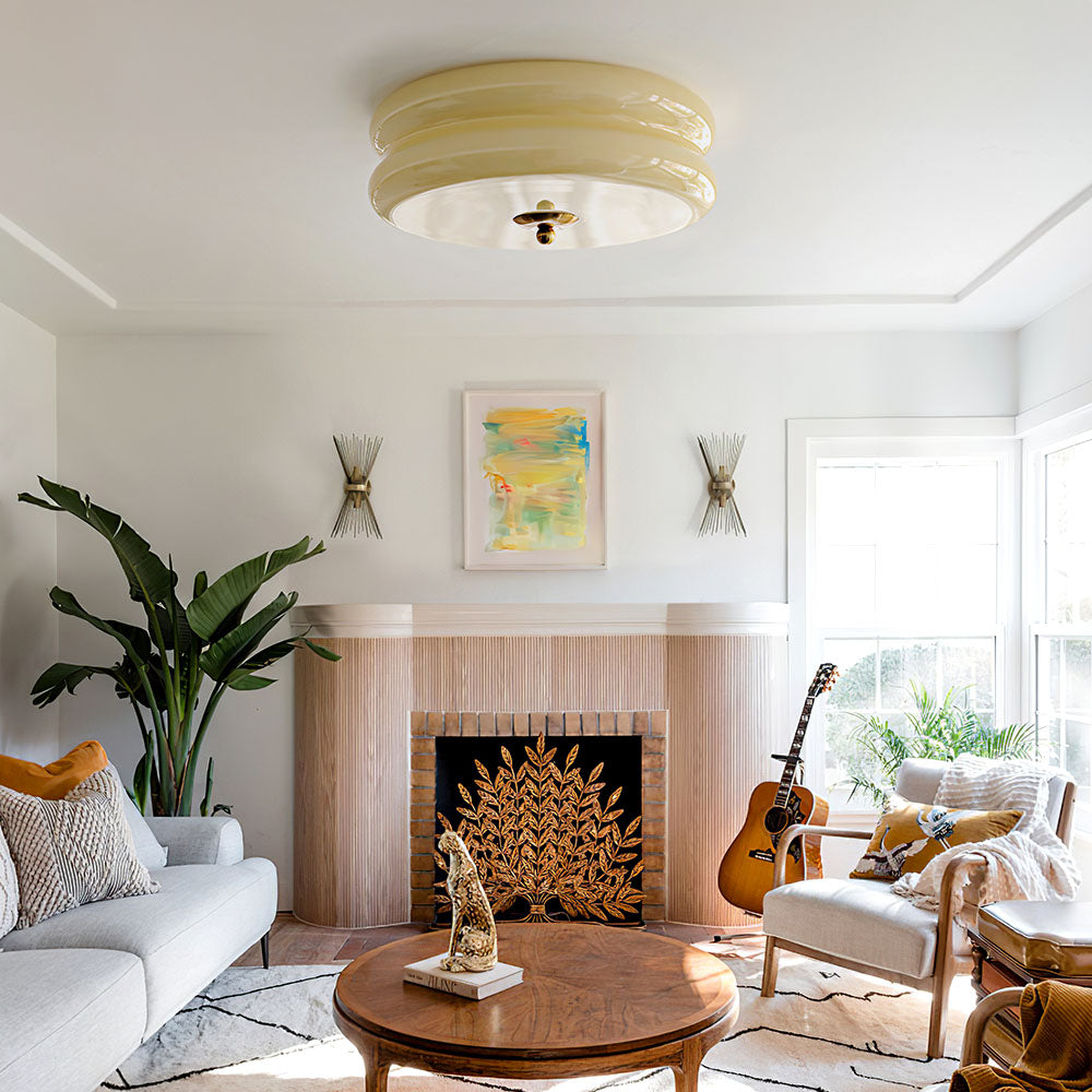 Crema | Vintage Cream Glass Flush Mount Ceiling Light