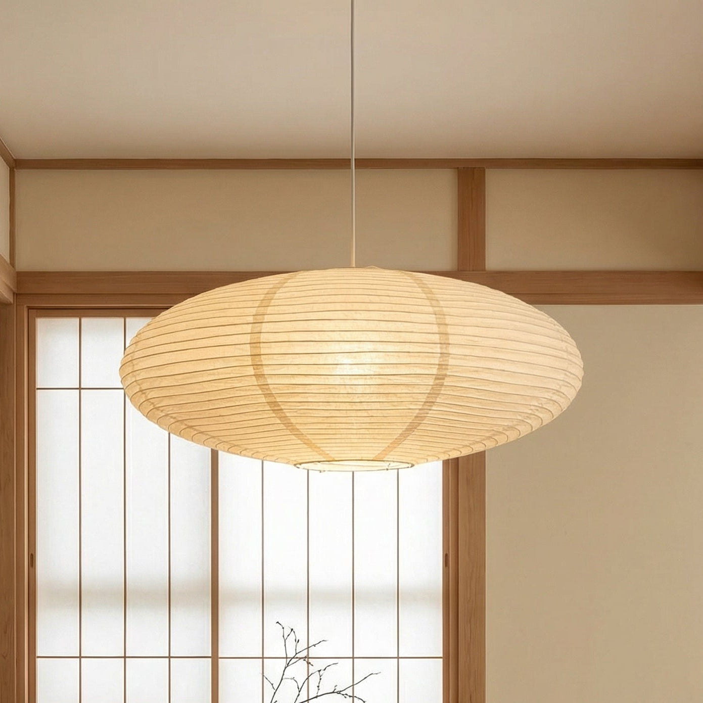 Zeni | Modern Oval Wabi Sabi Paper Pendant Light