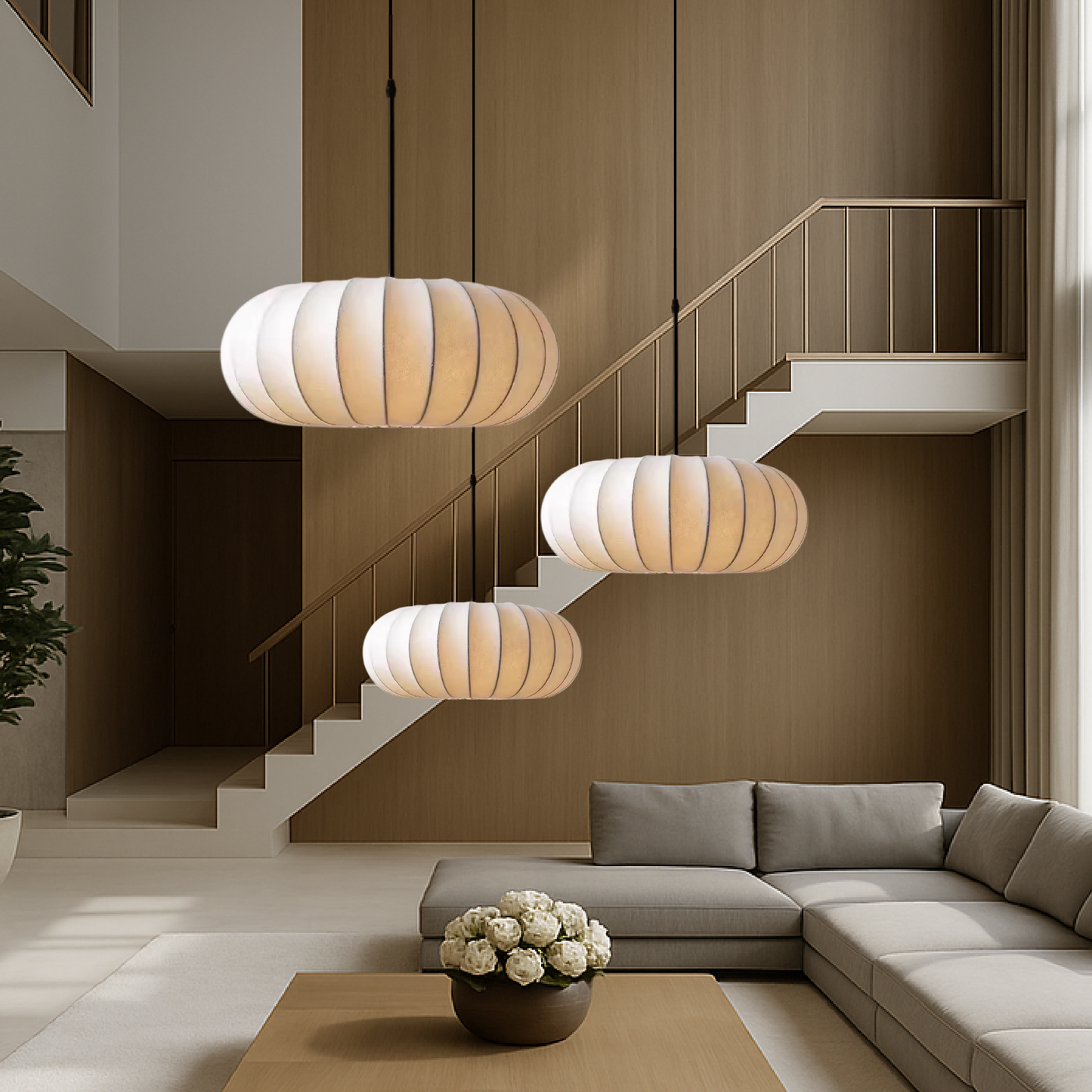 Serica | Wabi Sabi Ribbed Oval Pendant Light