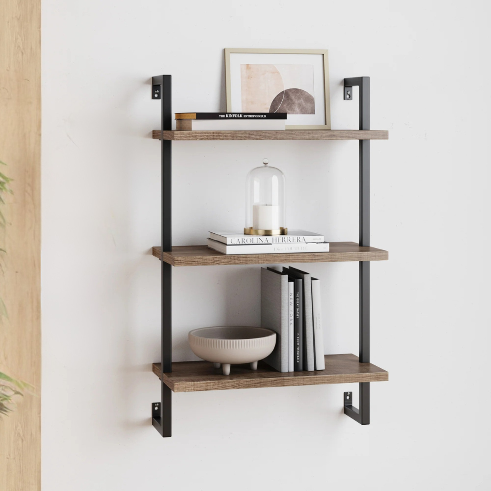 Moda | Wall Anchored Ladder Bookshelf and Storage Rack with 3 Shelves