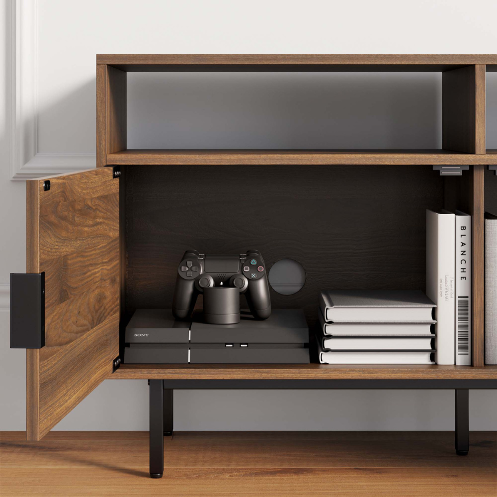 Brix | Modern Media Console And Double Door Storage Cabinet