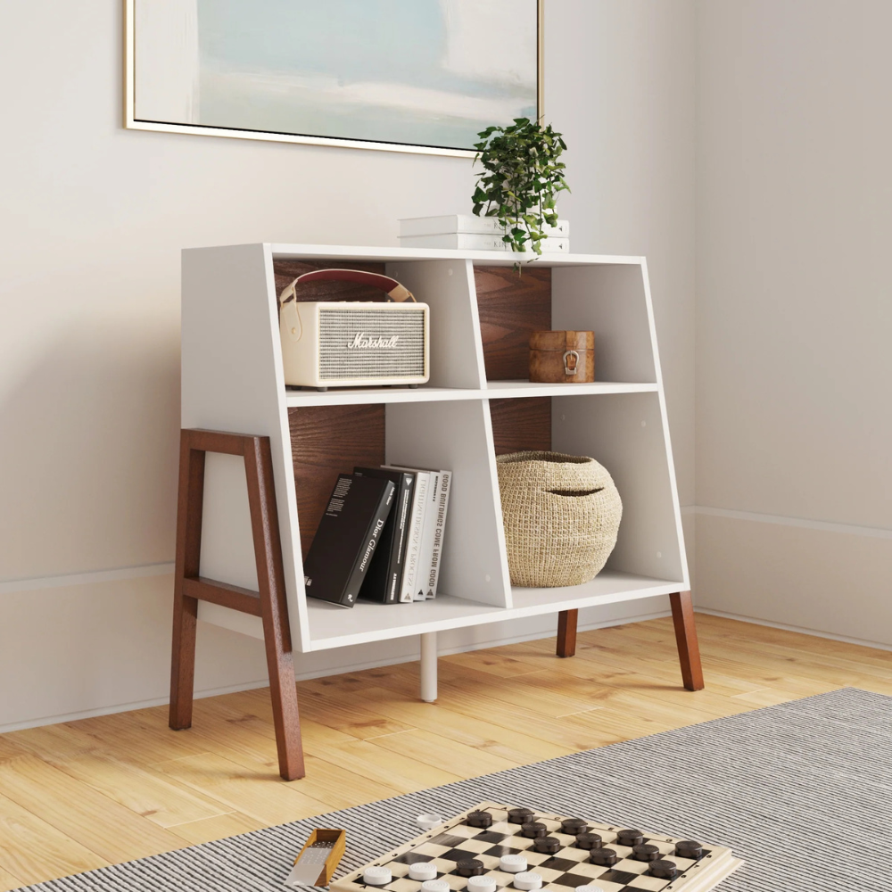 Lyra | Modern Open Cubby Four Compartment Storage Cabinet