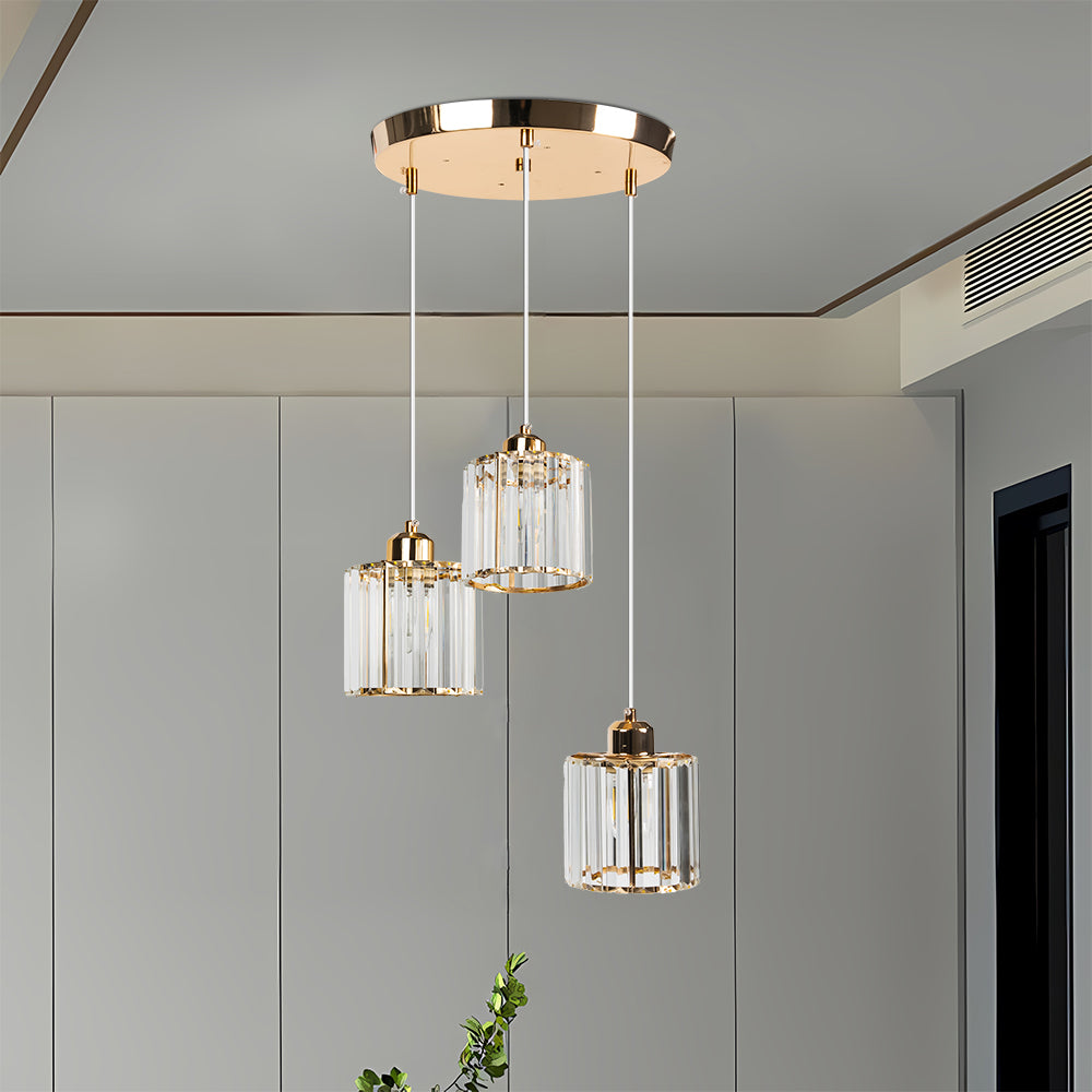 Cubica | Contemporary Multi-Light Metal And Crystal Prism Pendant Light