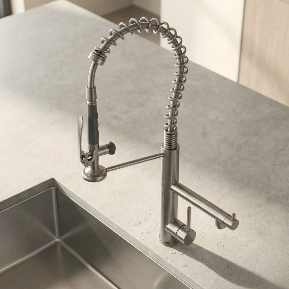 Vantage | Dual Handle Kitchen Tap with Retractable Pull Down Sprayer