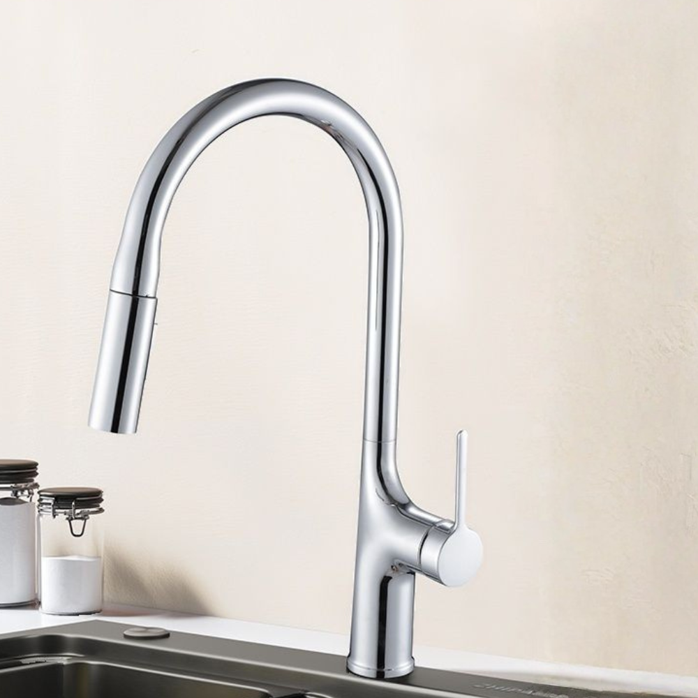 Eldurall | Modern Gooseneck Silhouette Swivel Spout Kitchen Tap