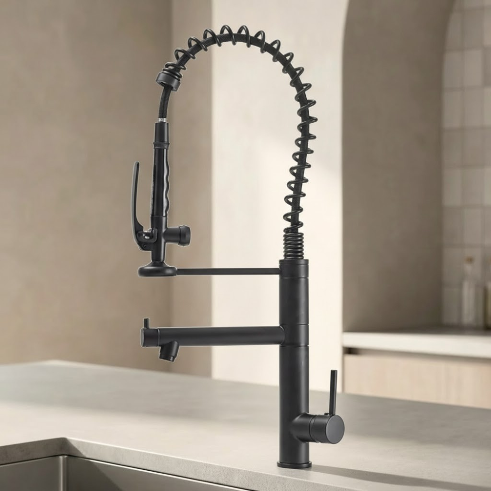 Vantage | Dual Handle Kitchen Tap with Retractable Pull Down Sprayer