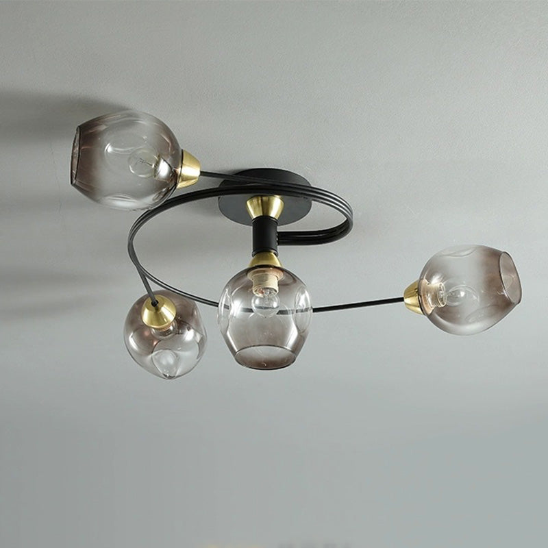 Kenzad | Modern Tornado Wave Glass Globe Flush Mount Ceiling Light
