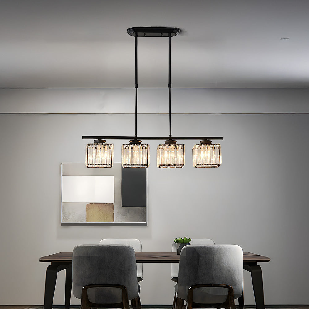 Claris | Nordic Multi Head Linear Ribbed Glass Chandelier
