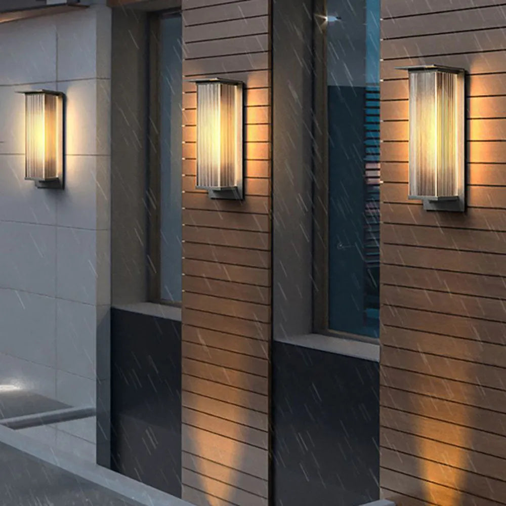 Vorawa | Sleek Industrial Black Waterproof Rectangular Outdoor Light