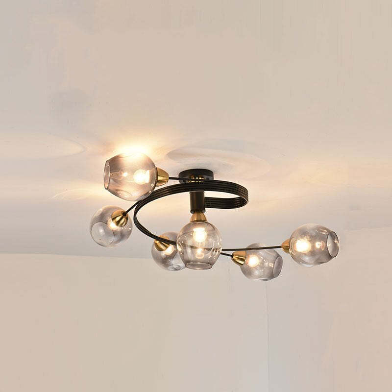 Kenzad | Modern Tornado Wave Glass Globe Flush Mount Ceiling Light