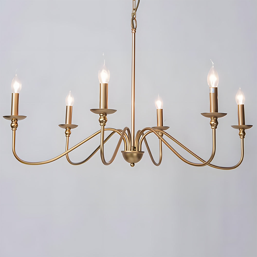 Virona | Contemporary Black Candle Style Curved Arm Chandelier