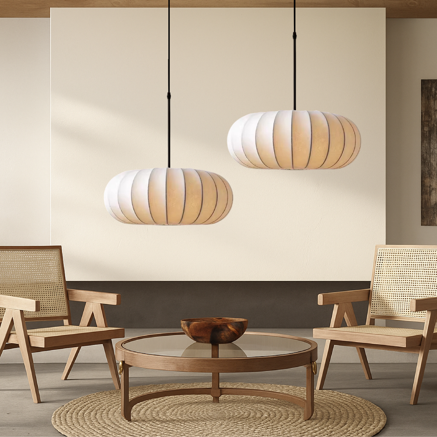 Serica | Wabi Sabi Ribbed Oval Pendant Light