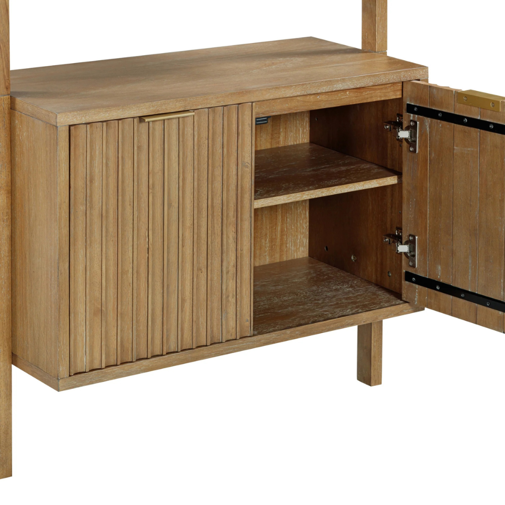 Viste | Solid Wood Display Bookshelf And Double Door Storage Cabinet