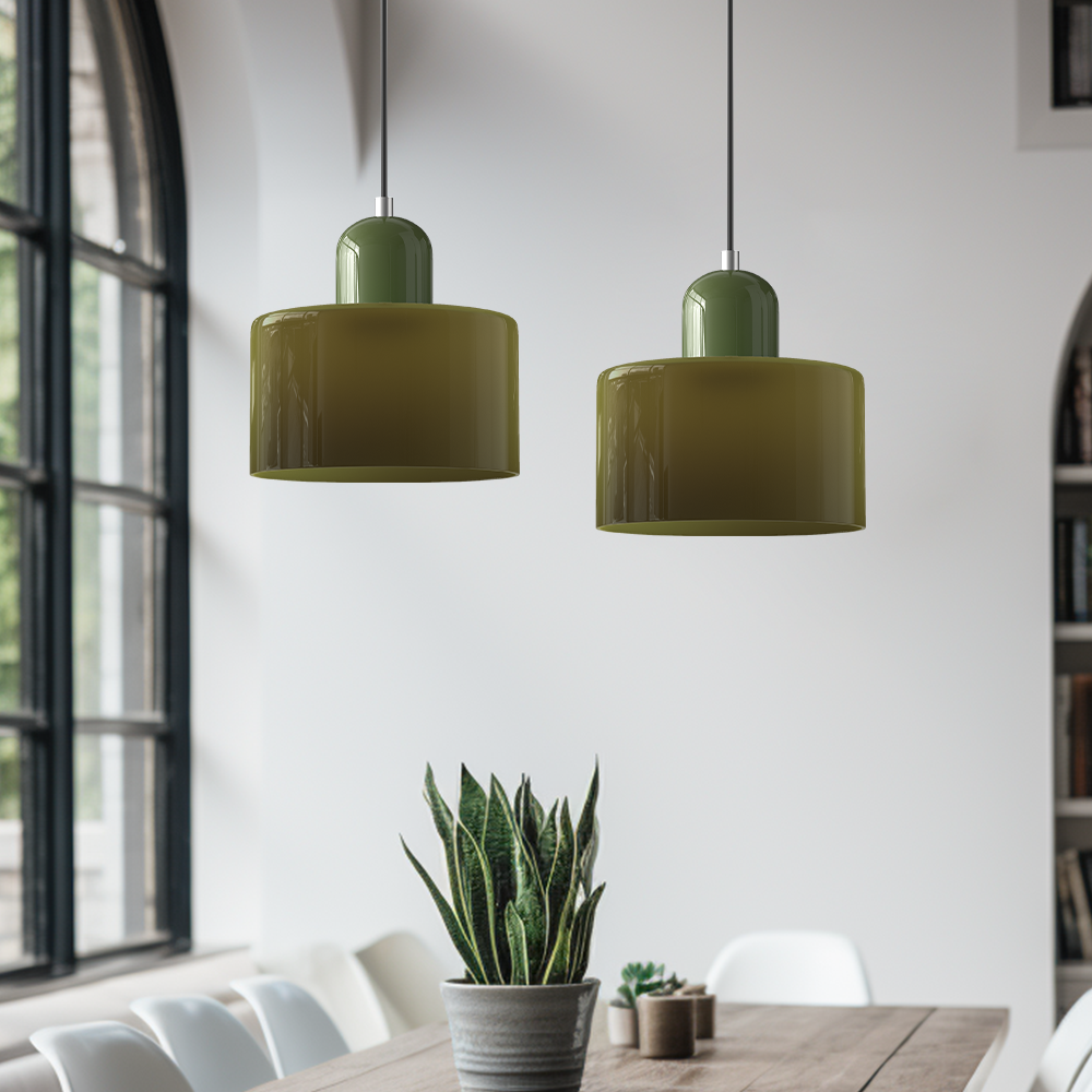 Chroma | Modern Bauhaus Cylinder And Dome Glass Pendant Light