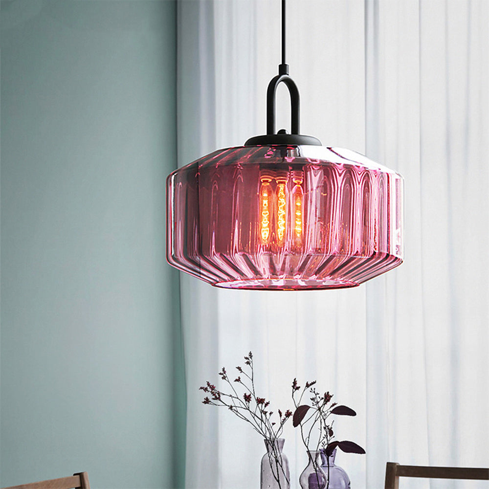 Verda | Mid Century Ribbed Glass Dome Pendant Light