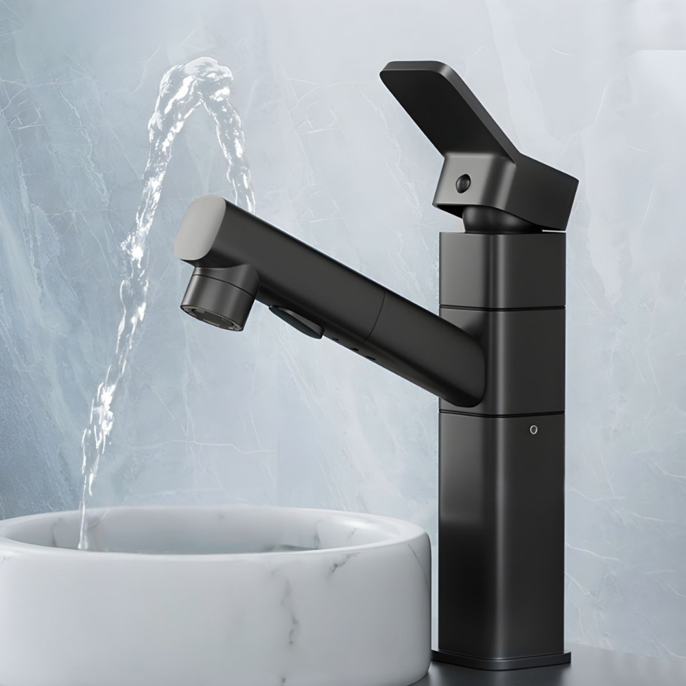 Oksvalah | Modern Geometric Column Profile Bathroom Sink Tap