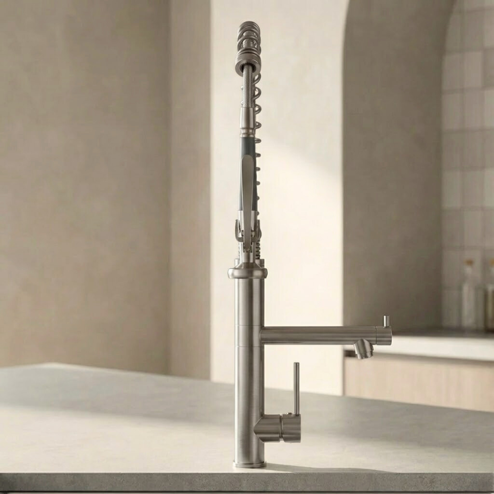 Vantage | Dual Handle Kitchen Tap with Retractable Pull Down Sprayer