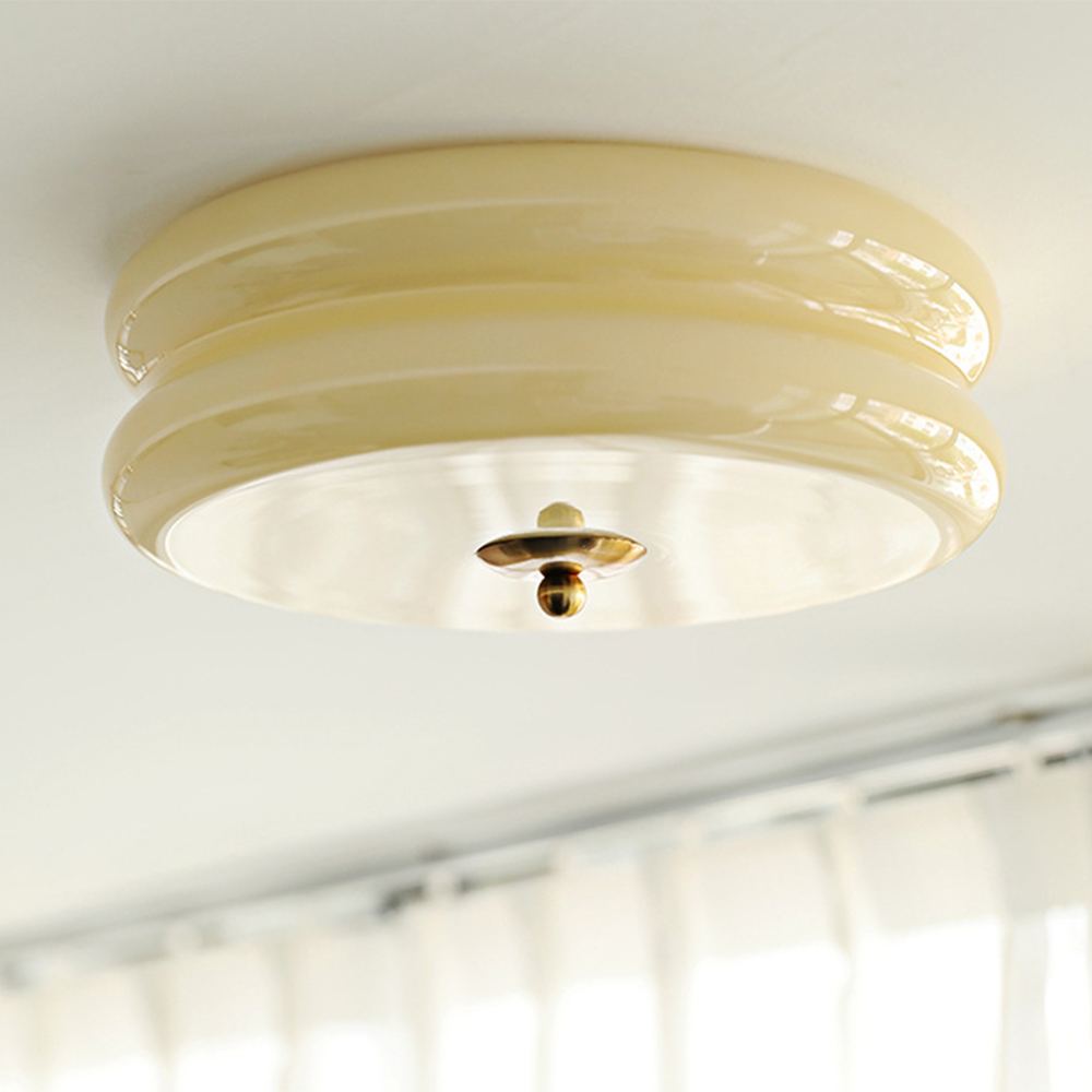 Crema | Vintage Cream Glass Flush Mount Ceiling Light