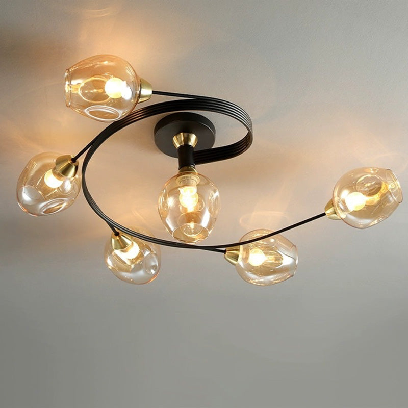 Kenzad | Modern Tornado Wave Glass Globe Flush Mount Ceiling Light