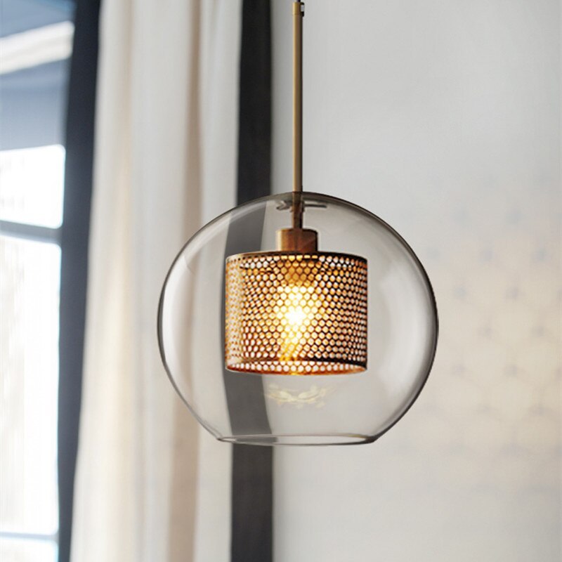 Vaelindor | Sleek Globe Glass Golden Luminaire Pendant Light