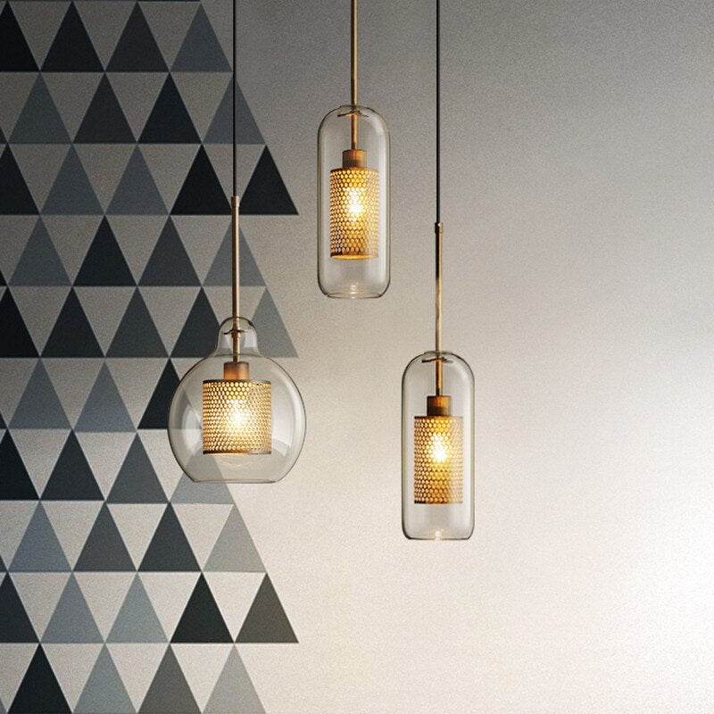 Vaelindor | Sleek Globe Glass Golden Luminaire Pendant Light