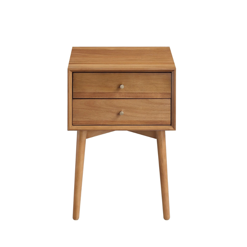 Alder | Mid Century Modern Acacia Wood Nightstand And End Table