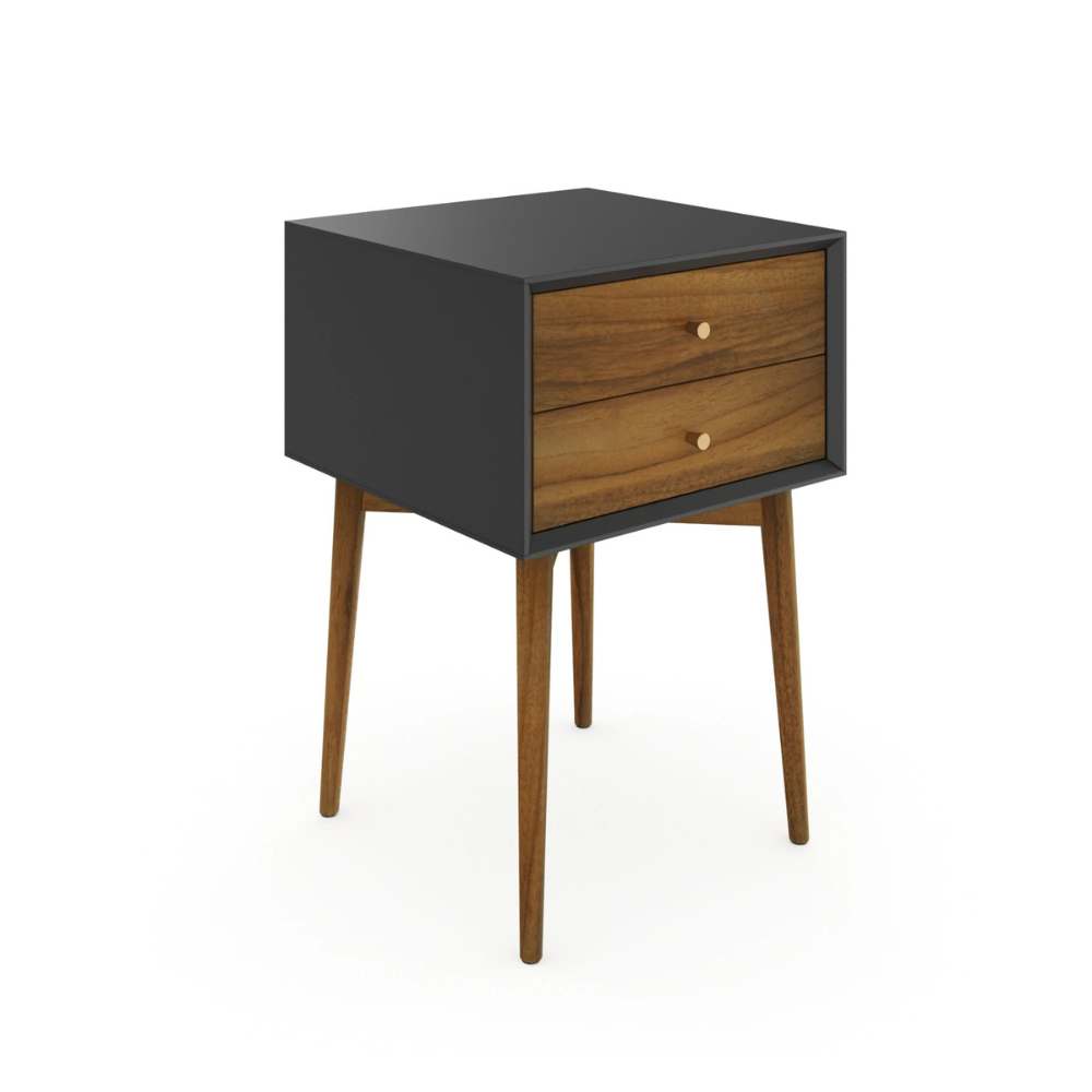 Alder | Mid Century Modern Acacia Wood Nightstand And End Table