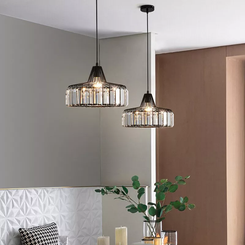 Obsidia | Sleek Iron Frame Crystal Pendant Light