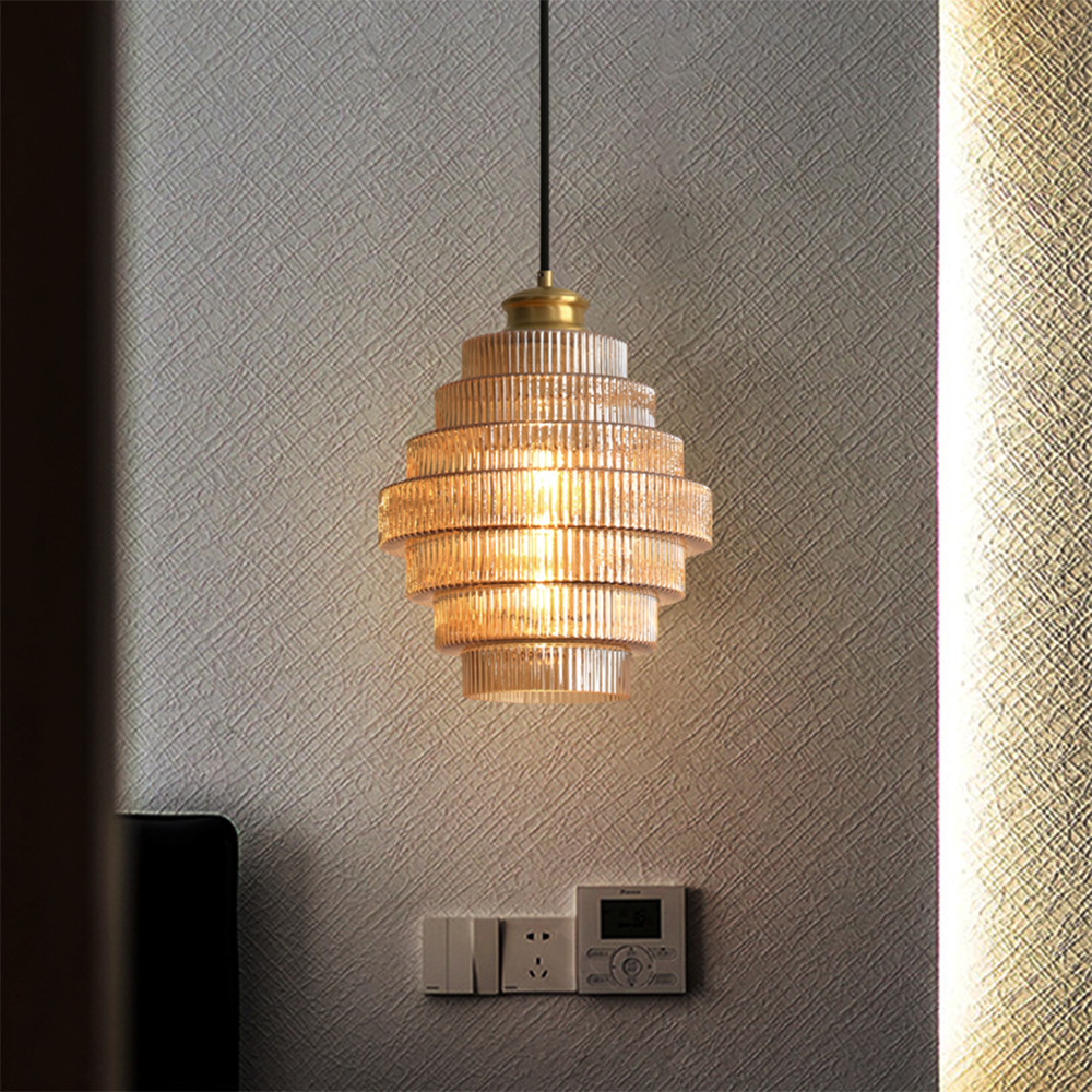Auris | Antique Layered Ribbed Glass Pendant Light