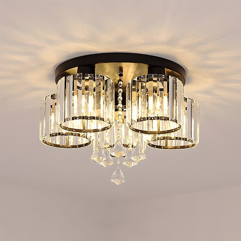 Vespera | Contemporary Multi-Head Crystal Prism Flush Mount Ceiling Light