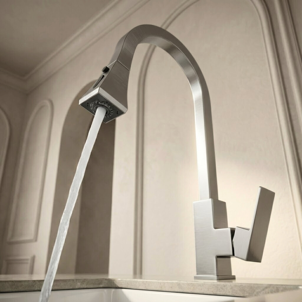 Vector | Modern Kitchen Tap With Pull Down Sprayer And Swivel Spout
