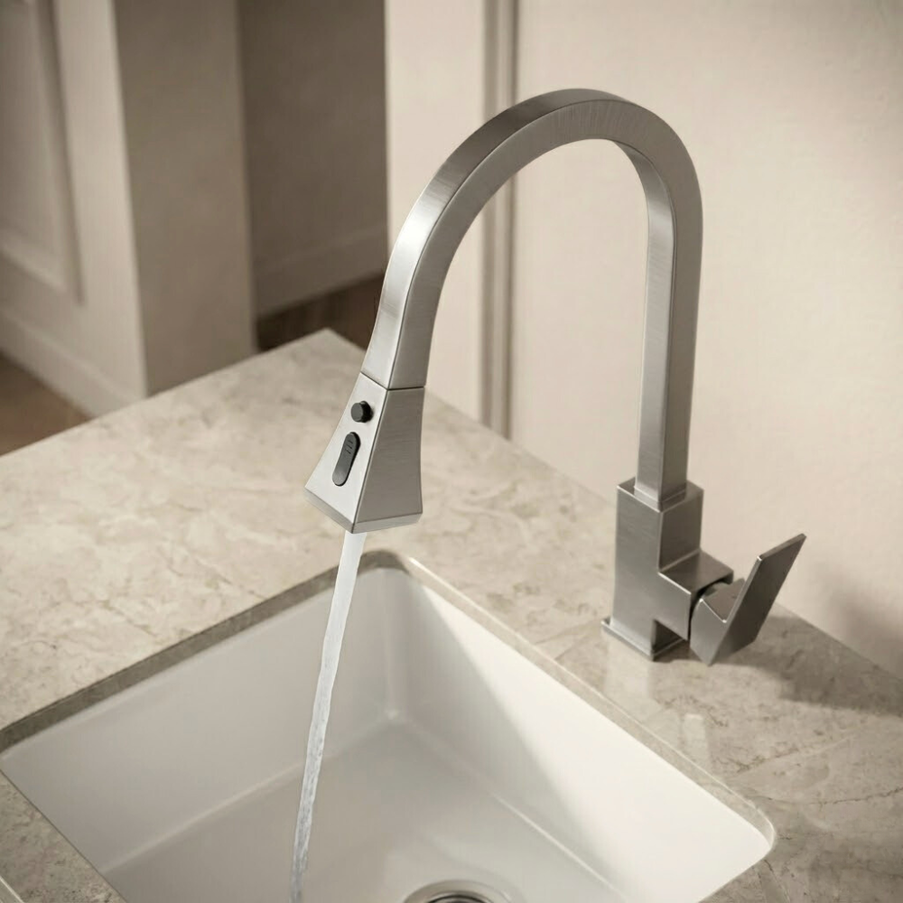 Vector | Modern Kitchen Tap With Pull Down Sprayer And Swivel Spout