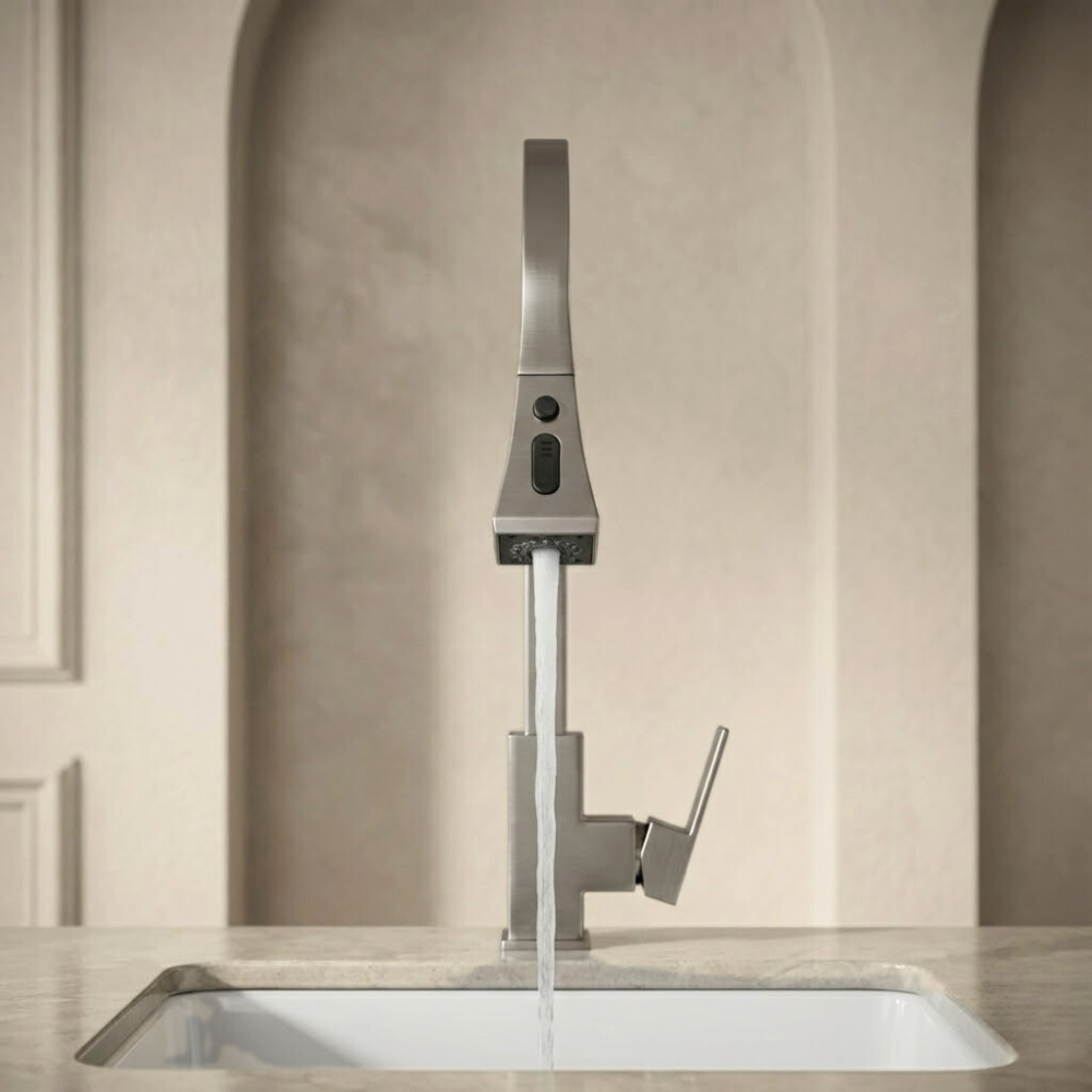 Vector | Modern Kitchen Tap With Pull Down Sprayer And Swivel Spout