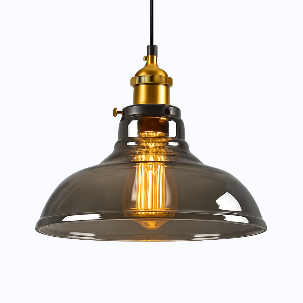 Velryth | Vintage Smoked Glass Pendant Light With Curved Silhouette
