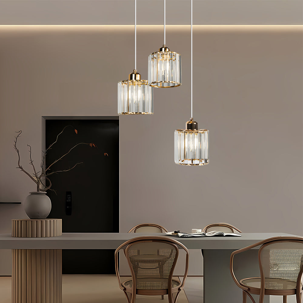 Cubica | Contemporary Multi-Light Metal And Crystal Prism Pendant Light