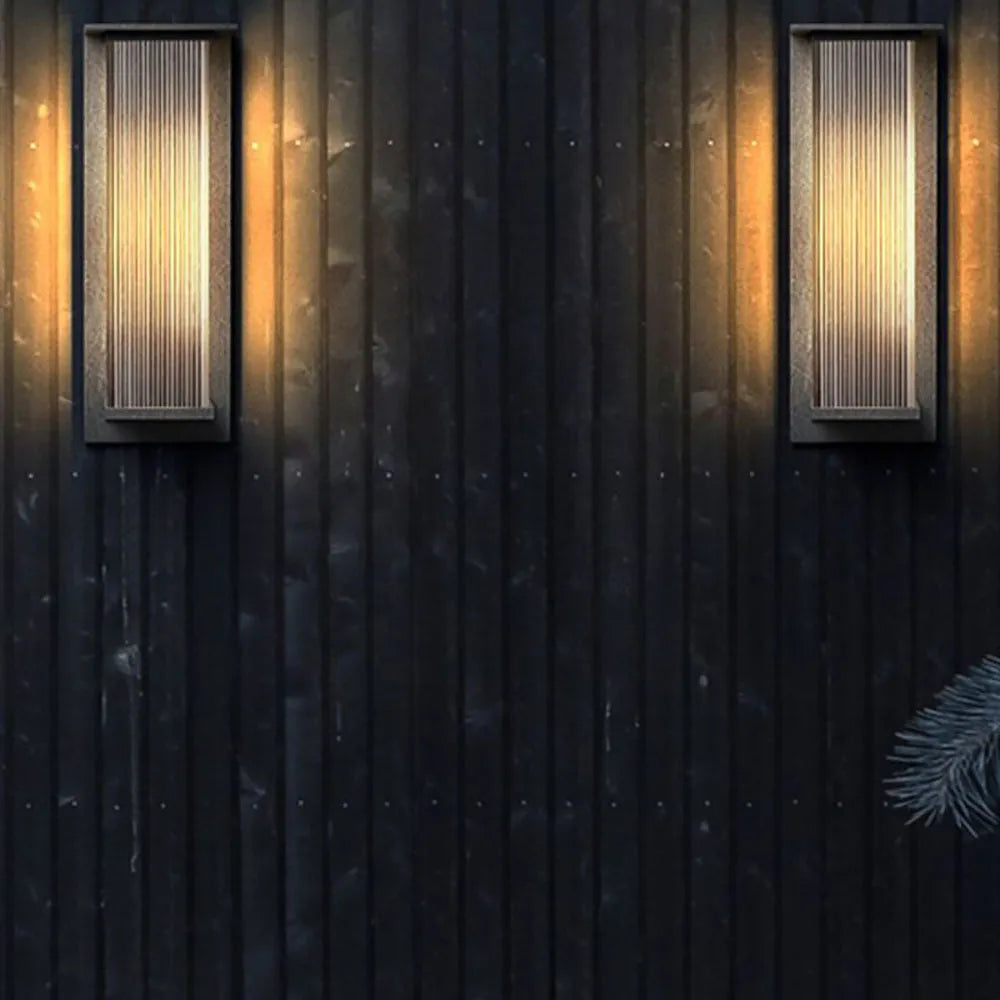 Vorawa | Sleek Industrial Black Waterproof Rectangular Outdoor Light