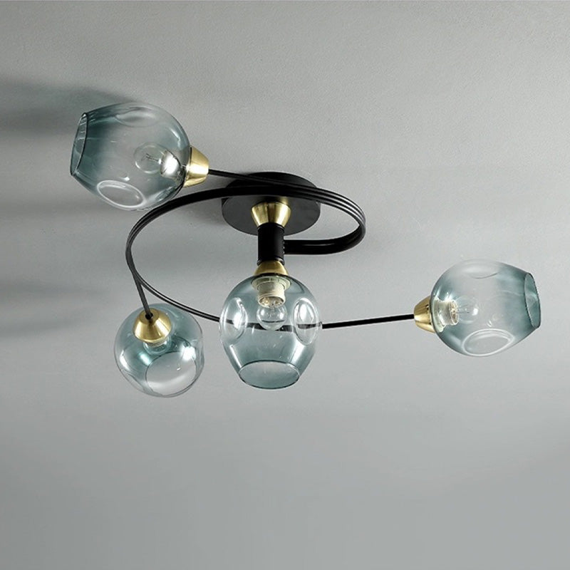 Kenzad | Modern Tornado Wave Glass Globe Flush Mount Ceiling Light