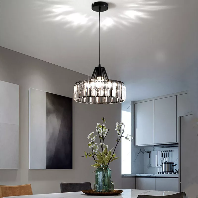 Obsidia | Sleek Iron Frame Crystal Pendant Light