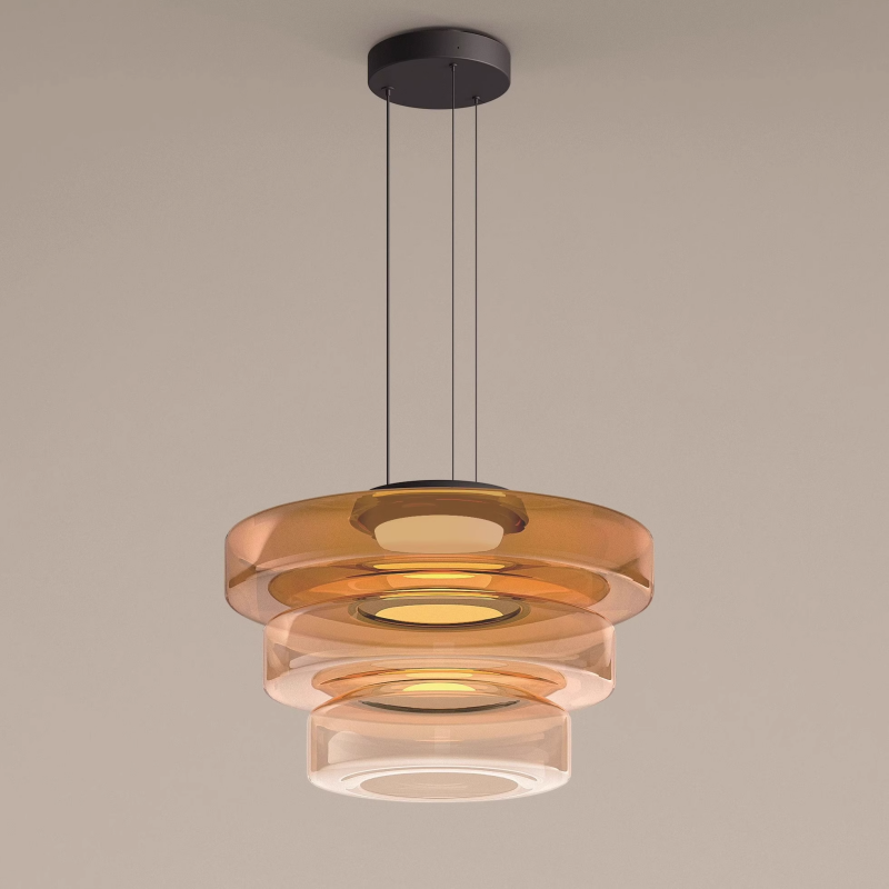 Ambera | Sleek Translucent Tiered Glass Pendant Lamp