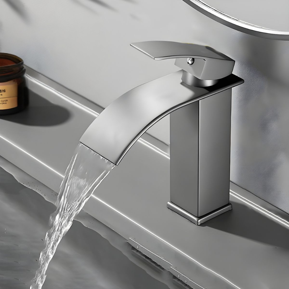 Kestruve | Modern Column Waterfall Spout Bathroom Sink Tap