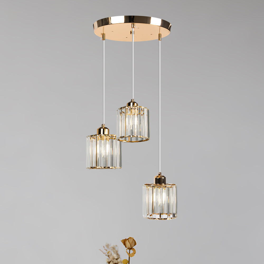 Cubica | Contemporary Multi-Light Metal And Crystal Prism Pendant Light