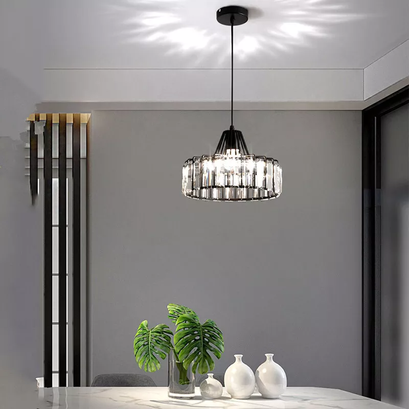 Obsidia | Sleek Iron Frame Crystal Pendant Light