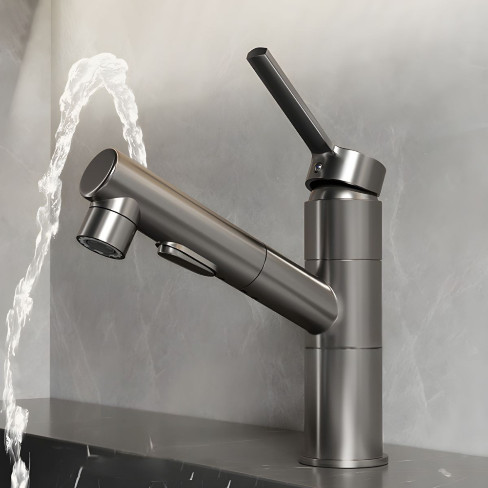 Oksvalah | Modern Geometric Column Profile Bathroom Sink Tap