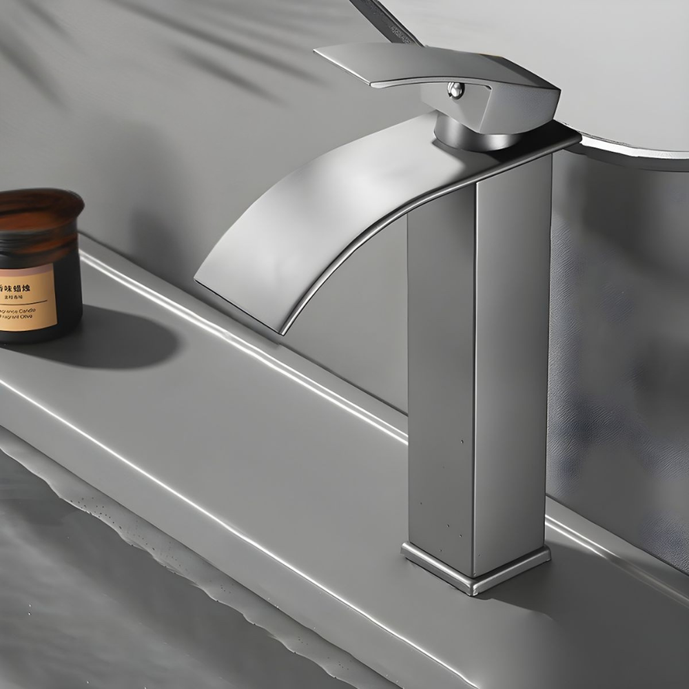 Kestruve | Modern Column Waterfall Spout Bathroom Sink Tap