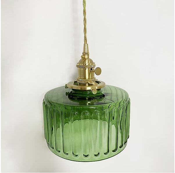 Viridis | Retro Textured Glass Cylinder Pendant Light