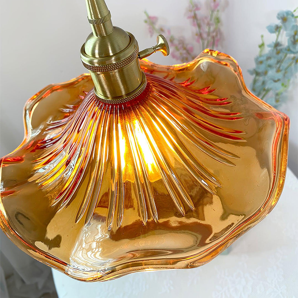 Floria | Elegant Hibiscus Flower Shaped Fluted Glass Pendant Light