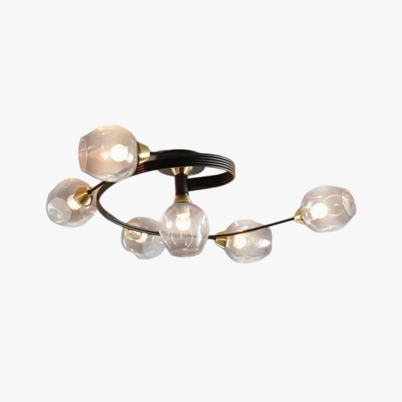 Kenzad | Modern Tornado Wave Glass Globe Flush Mount Ceiling Light