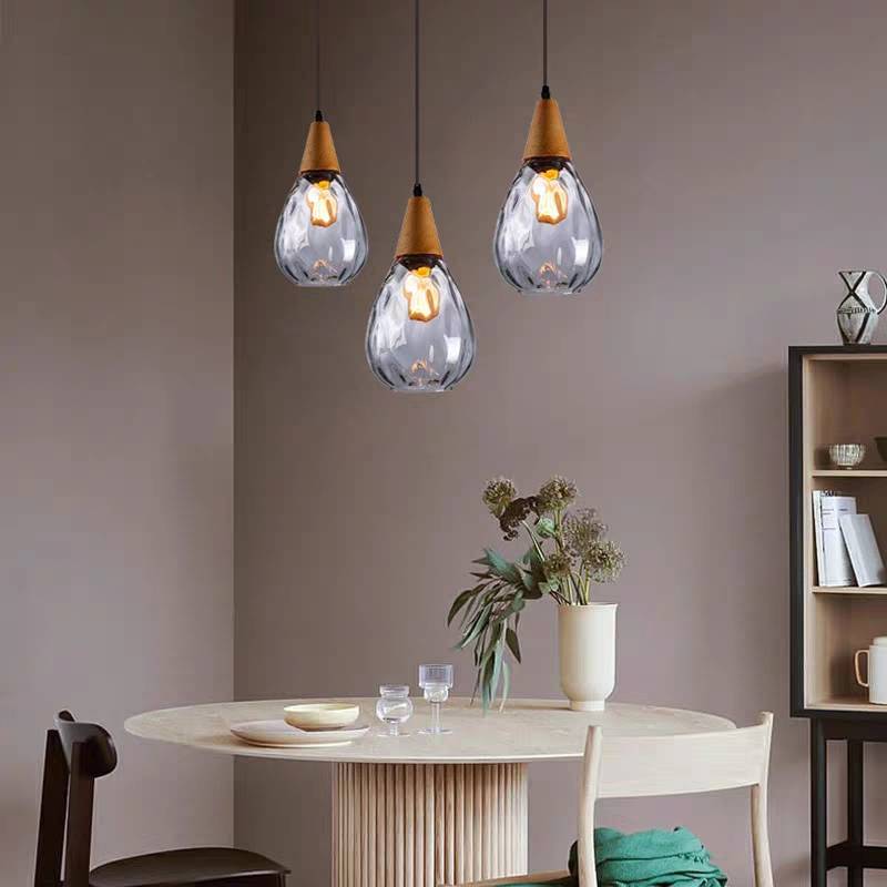 Niris | Minimalist Teardrop Textured Glass Pendant Light