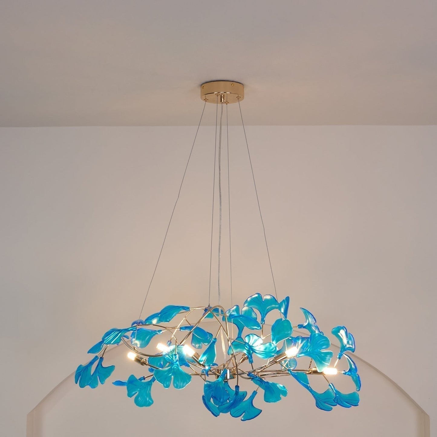 Solasvren | Ginkgo Leaf Acrylic Organic Canopy Sculptural Chandelier