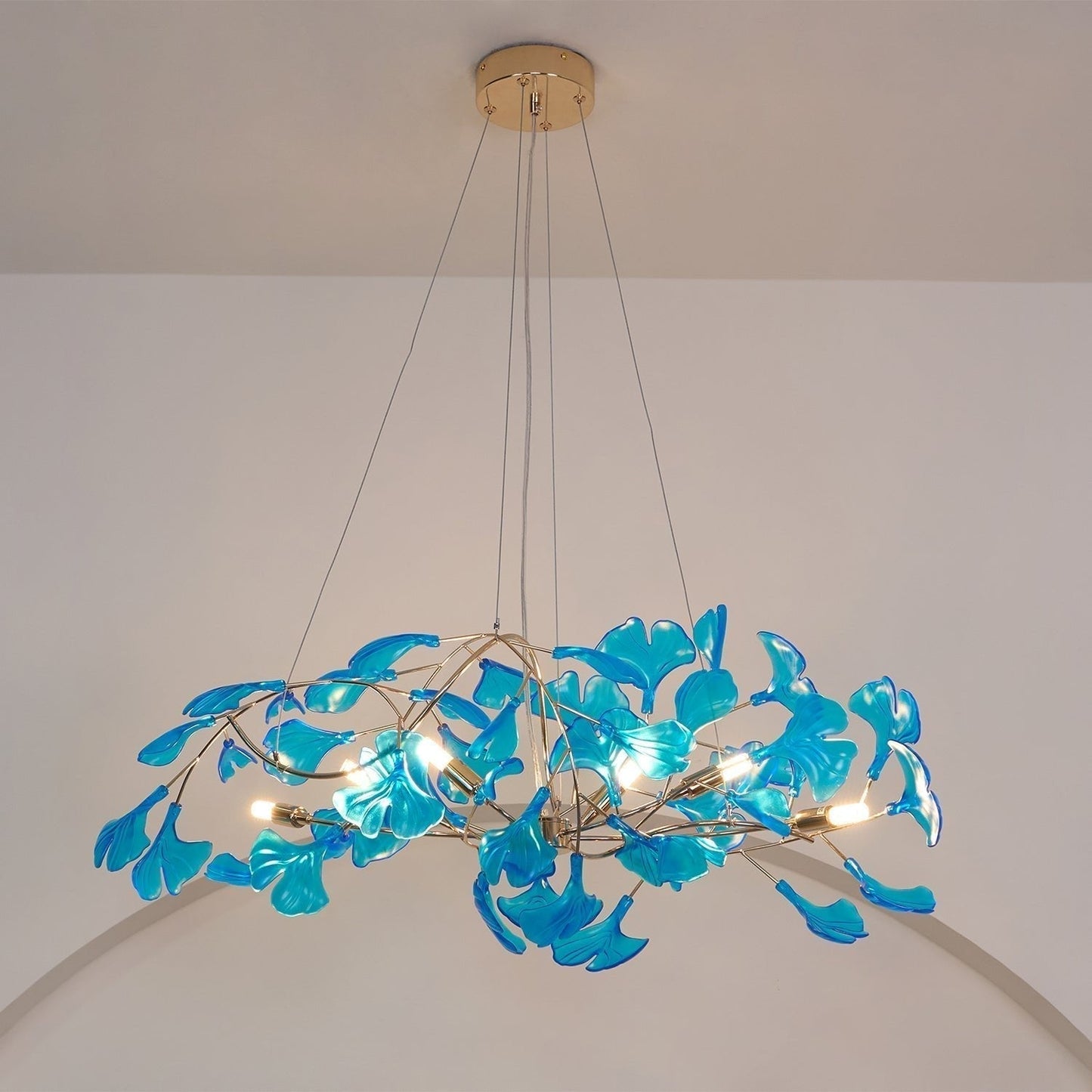 Solasvren | Ginkgo Leaf Acrylic Organic Canopy Sculptural Chandelier
